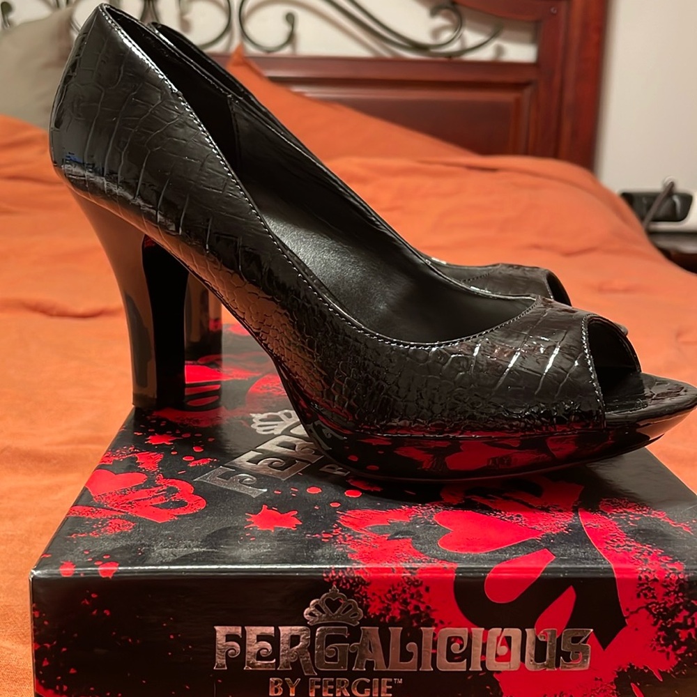 Black Croc Heels
